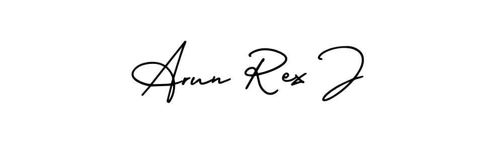 How to make Arun Rex J name signature. Use AmerikaSignatureDemo-Regular style for creating short signs online. This is the latest handwritten sign. Arun Rex J signature style 3 images and pictures png