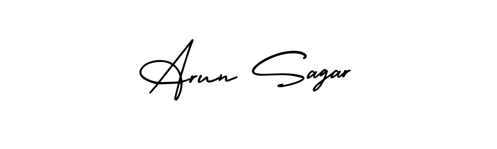 The best way (AmerikaSignatureDemo-Regular) to make a short signature is to pick only two or three words in your name. The name Arun Sagar include a total of six letters. For converting this name. Arun Sagar signature style 3 images and pictures png