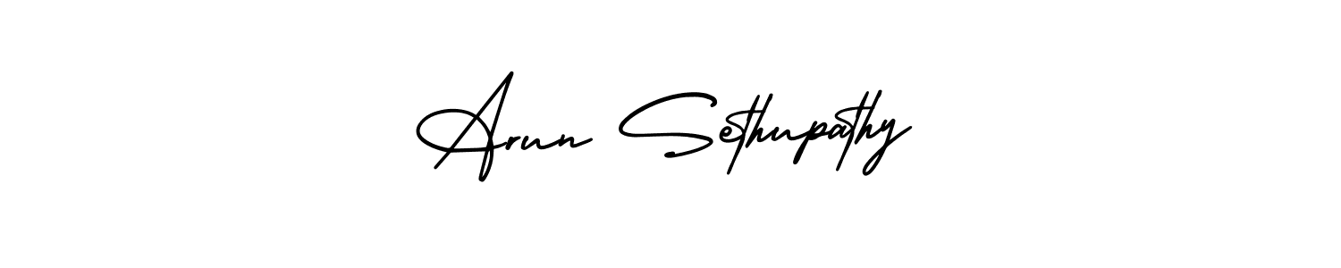 Make a beautiful signature design for name Arun Sethupathy. With this signature (AmerikaSignatureDemo-Regular) style, you can create a handwritten signature for free. Arun Sethupathy signature style 3 images and pictures png