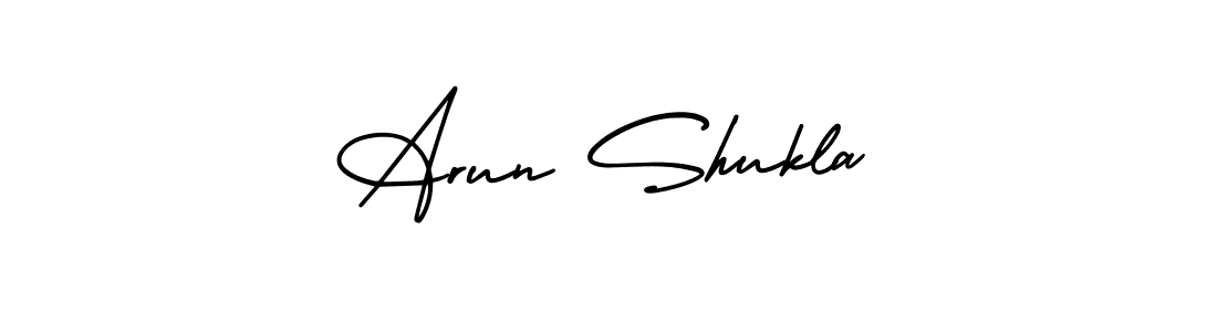 You should practise on your own different ways (AmerikaSignatureDemo-Regular) to write your name (Arun Shukla) in signature. don't let someone else do it for you. Arun Shukla signature style 3 images and pictures png