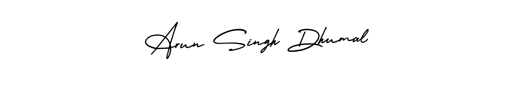 You should practise on your own different ways (AmerikaSignatureDemo-Regular) to write your name (Arun Singh Dhumal) in signature. don't let someone else do it for you. Arun Singh Dhumal signature style 3 images and pictures png