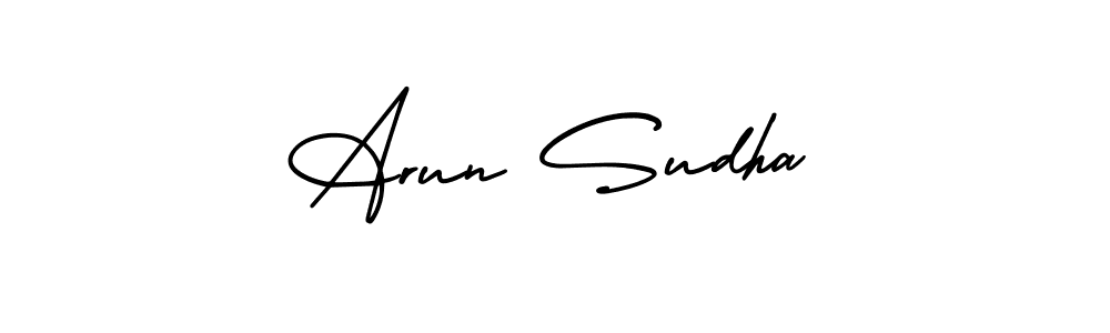 You should practise on your own different ways (AmerikaSignatureDemo-Regular) to write your name (Arun Sudha) in signature. don't let someone else do it for you. Arun Sudha signature style 3 images and pictures png