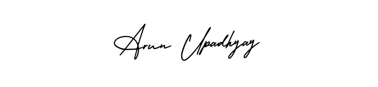You should practise on your own different ways (AmerikaSignatureDemo-Regular) to write your name (Arun Upadhyay) in signature. don't let someone else do it for you. Arun Upadhyay signature style 3 images and pictures png