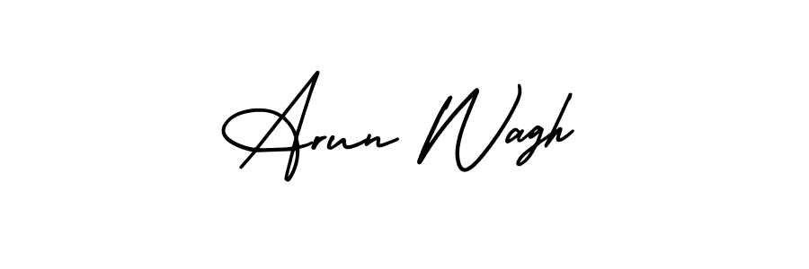 The best way (AmerikaSignatureDemo-Regular) to make a short signature is to pick only two or three words in your name. The name Arun Wagh include a total of six letters. For converting this name. Arun Wagh signature style 3 images and pictures png