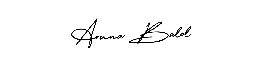 You should practise on your own different ways (AmerikaSignatureDemo-Regular) to write your name (Aruna Balol) in signature. don't let someone else do it for you. Aruna Balol signature style 3 images and pictures png