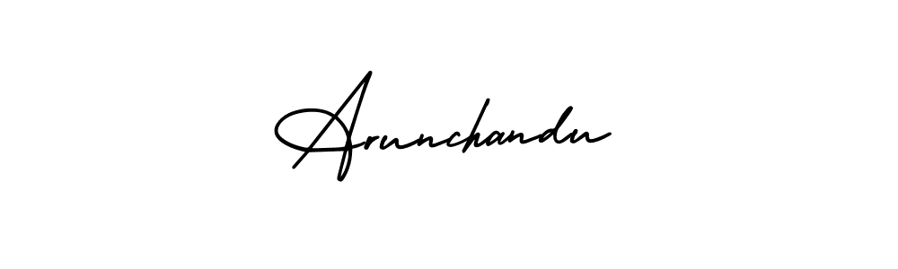 The best way (AmerikaSignatureDemo-Regular) to make a short signature is to pick only two or three words in your name. The name Arunchandu include a total of six letters. For converting this name. Arunchandu signature style 3 images and pictures png