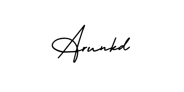 Similarly AmerikaSignatureDemo-Regular is the best handwritten signature design. Signature creator online .You can use it as an online autograph creator for name Arunkd. Arunkd signature style 3 images and pictures png
