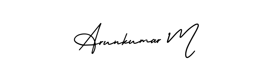 Use a signature maker to create a handwritten signature online. With this signature software, you can design (AmerikaSignatureDemo-Regular) your own signature for name Arunkumar M. Arunkumar M signature style 3 images and pictures png
