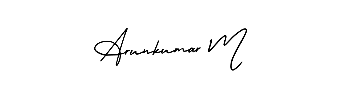 Use a signature maker to create a handwritten signature online. With this signature software, you can design (AmerikaSignatureDemo-Regular) your own signature for name Arunkumar M. Arunkumar M signature style 3 images and pictures png