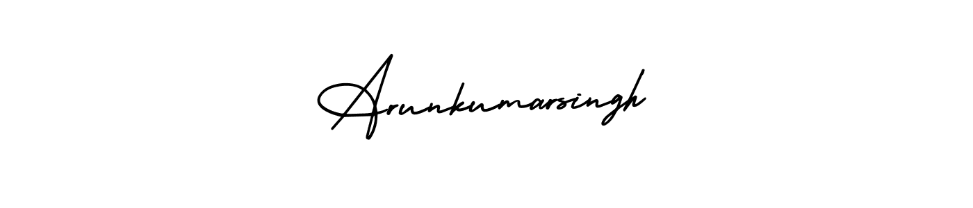 The best way (AmerikaSignatureDemo-Regular) to make a short signature is to pick only two or three words in your name. The name Arunkumarsingh include a total of six letters. For converting this name. Arunkumarsingh signature style 3 images and pictures png