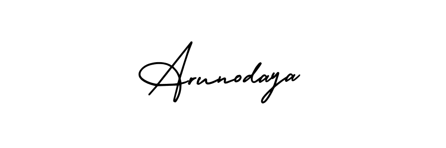 How to make Arunodaya signature? AmerikaSignatureDemo-Regular is a professional autograph style. Create handwritten signature for Arunodaya name. Arunodaya signature style 3 images and pictures png