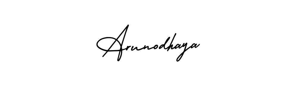 You should practise on your own different ways (AmerikaSignatureDemo-Regular) to write your name (Arunodhaya) in signature. don't let someone else do it for you. Arunodhaya signature style 3 images and pictures png
