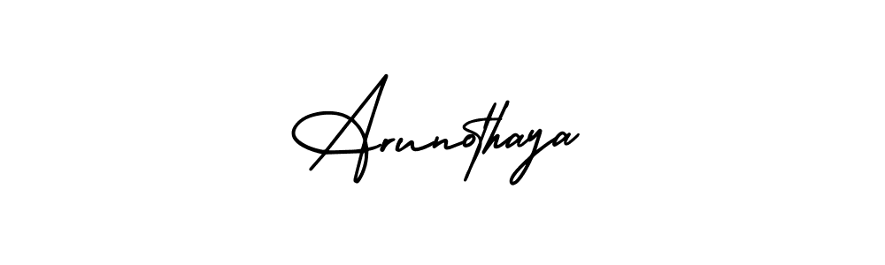 The best way (AmerikaSignatureDemo-Regular) to make a short signature is to pick only two or three words in your name. The name Arunothaya include a total of six letters. For converting this name. Arunothaya signature style 3 images and pictures png