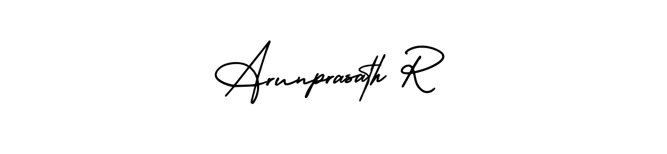 This is the best signature style for the Arunprasath R name. Also you like these signature font (AmerikaSignatureDemo-Regular). Mix name signature. Arunprasath R signature style 3 images and pictures png