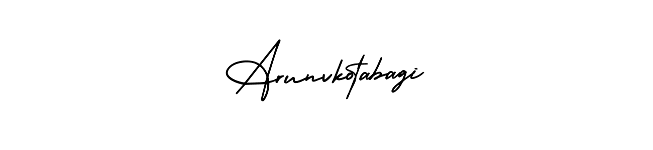 The best way (AmerikaSignatureDemo-Regular) to make a short signature is to pick only two or three words in your name. The name Arunvkotabagi include a total of six letters. For converting this name. Arunvkotabagi signature style 3 images and pictures png