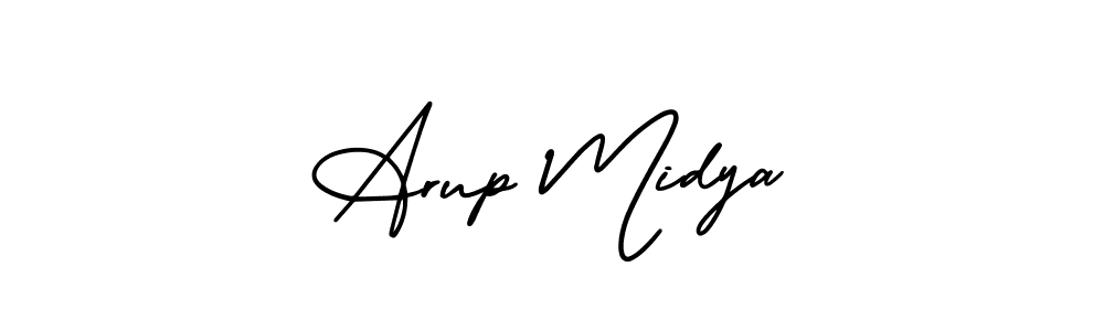 You should practise on your own different ways (AmerikaSignatureDemo-Regular) to write your name (Arup Midya) in signature. don't let someone else do it for you. Arup Midya signature style 3 images and pictures png