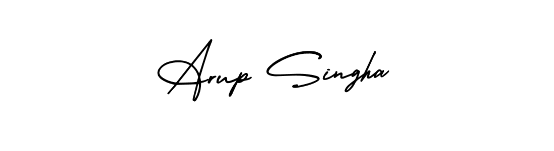 The best way (AmerikaSignatureDemo-Regular) to make a short signature is to pick only two or three words in your name. The name Arup Singha include a total of six letters. For converting this name. Arup Singha signature style 3 images and pictures png