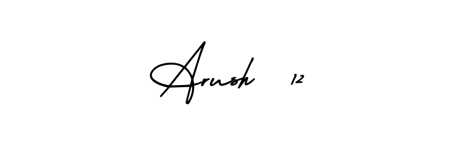 The best way (AmerikaSignatureDemo-Regular) to make a short signature is to pick only two or three words in your name. The name Arush  12 include a total of six letters. For converting this name. Arush  12 signature style 3 images and pictures png