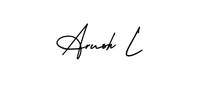 This is the best signature style for the Arush L name. Also you like these signature font (AmerikaSignatureDemo-Regular). Mix name signature. Arush L signature style 3 images and pictures png