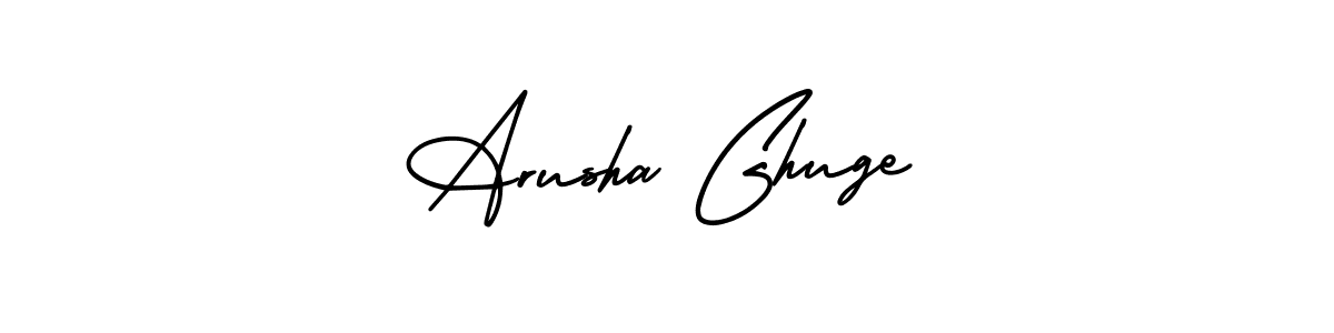 The best way (AmerikaSignatureDemo-Regular) to make a short signature is to pick only two or three words in your name. The name Arusha Ghuge include a total of six letters. For converting this name. Arusha Ghuge signature style 3 images and pictures png