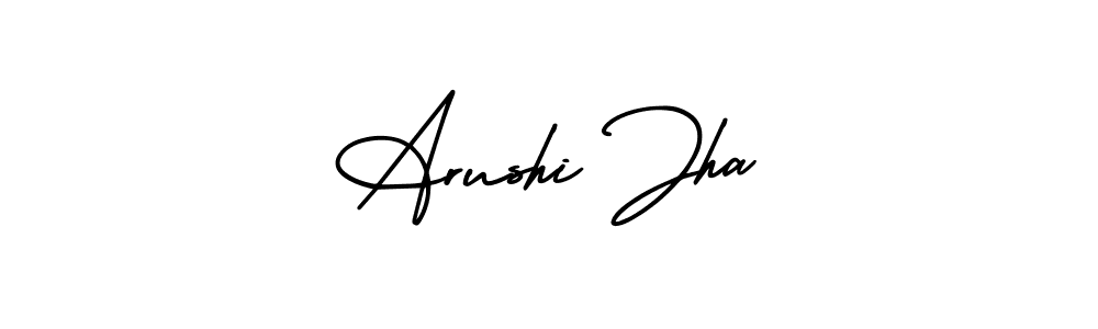 How to make Arushi Jha name signature. Use AmerikaSignatureDemo-Regular style for creating short signs online. This is the latest handwritten sign. Arushi Jha signature style 3 images and pictures png
