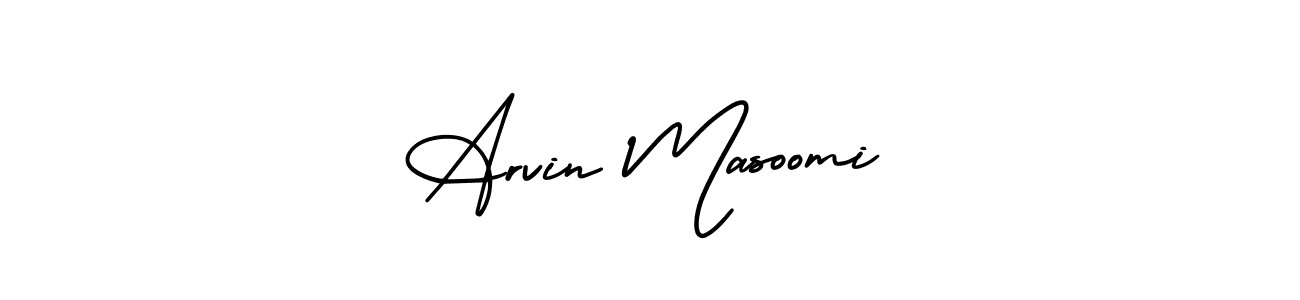 The best way (AmerikaSignatureDemo-Regular) to make a short signature is to pick only two or three words in your name. The name Arvin Masoomi include a total of six letters. For converting this name. Arvin Masoomi signature style 3 images and pictures png