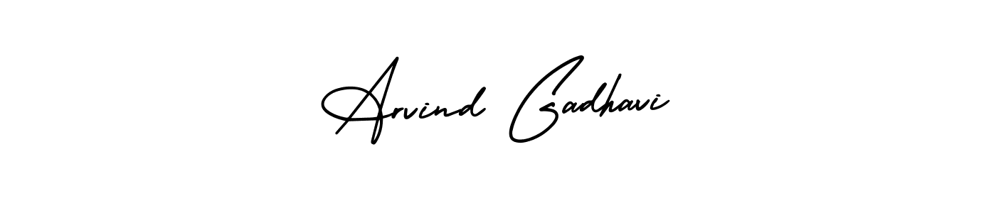 The best way (AmerikaSignatureDemo-Regular) to make a short signature is to pick only two or three words in your name. The name Arvind Gadhavi include a total of six letters. For converting this name. Arvind Gadhavi signature style 3 images and pictures png