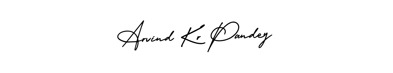 The best way (AmerikaSignatureDemo-Regular) to make a short signature is to pick only two or three words in your name. The name Arvind Kr Pandey include a total of six letters. For converting this name. Arvind Kr Pandey signature style 3 images and pictures png