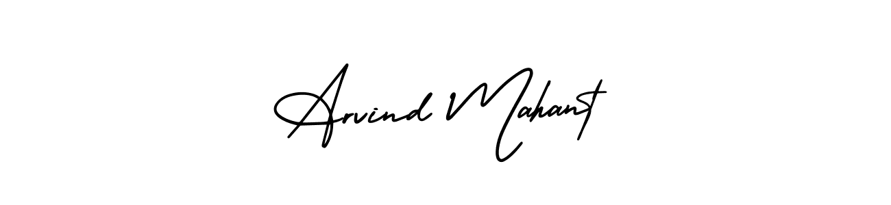 You should practise on your own different ways (AmerikaSignatureDemo-Regular) to write your name (Arvind Mahant) in signature. don't let someone else do it for you. Arvind Mahant signature style 3 images and pictures png