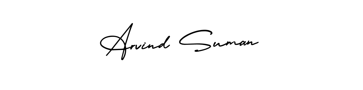 This is the best signature style for the Arvind Suman name. Also you like these signature font (AmerikaSignatureDemo-Regular). Mix name signature. Arvind Suman signature style 3 images and pictures png