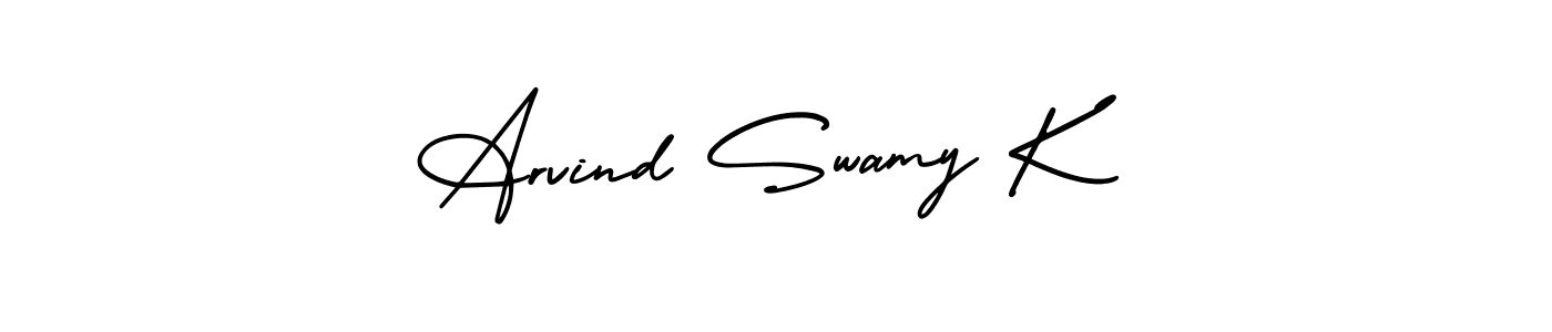 How to make Arvind Swamy K name signature. Use AmerikaSignatureDemo-Regular style for creating short signs online. This is the latest handwritten sign. Arvind Swamy K signature style 3 images and pictures png