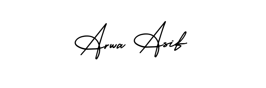 You should practise on your own different ways (AmerikaSignatureDemo-Regular) to write your name (Arwa Asif) in signature. don't let someone else do it for you. Arwa Asif signature style 3 images and pictures png