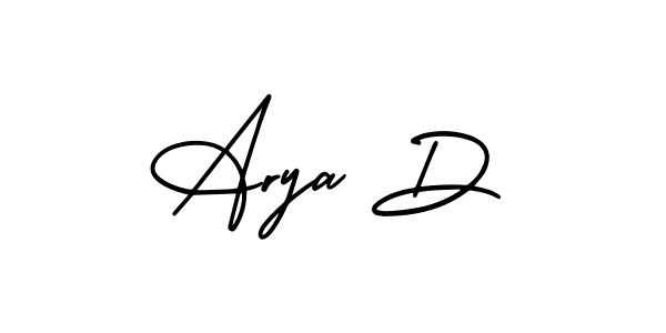 Use a signature maker to create a handwritten signature online. With this signature software, you can design (AmerikaSignatureDemo-Regular) your own signature for name Arya D. Arya D signature style 3 images and pictures png