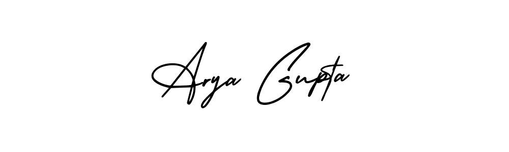 The best way (AmerikaSignatureDemo-Regular) to make a short signature is to pick only two or three words in your name. The name Arya Gupta include a total of six letters. For converting this name. Arya Gupta signature style 3 images and pictures png