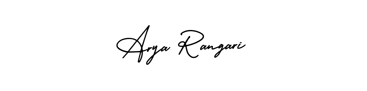 You should practise on your own different ways (AmerikaSignatureDemo-Regular) to write your name (Arya Rangari) in signature. don't let someone else do it for you. Arya Rangari signature style 3 images and pictures png