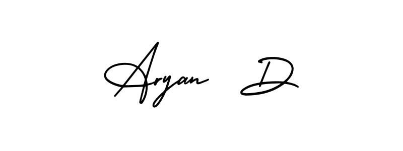 Similarly AmerikaSignatureDemo-Regular is the best handwritten signature design. Signature creator online .You can use it as an online autograph creator for name Aryan  D. Aryan  D signature style 3 images and pictures png