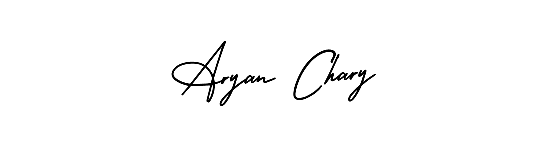 You should practise on your own different ways (AmerikaSignatureDemo-Regular) to write your name (Aryan Chary) in signature. don't let someone else do it for you. Aryan Chary signature style 3 images and pictures png