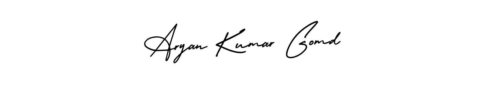 You should practise on your own different ways (AmerikaSignatureDemo-Regular) to write your name (Aryan Kumar Gomd) in signature. don't let someone else do it for you. Aryan Kumar Gomd signature style 3 images and pictures png