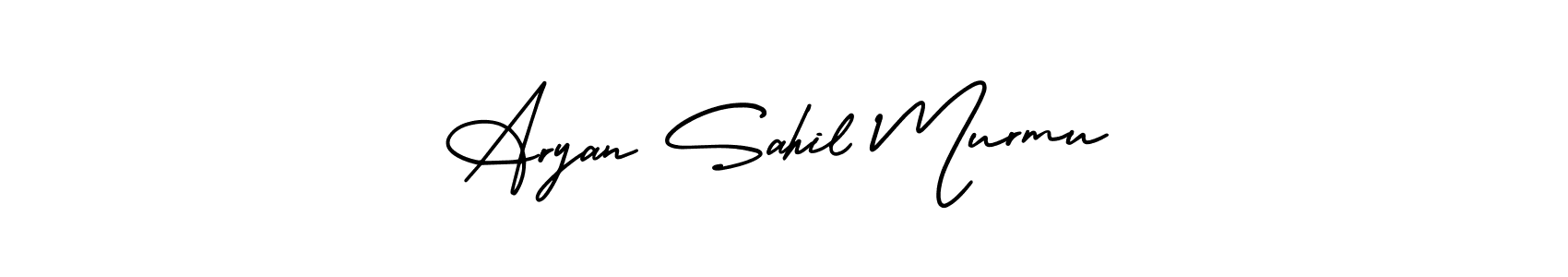if you are searching for the best signature style for your name Aryan Sahil Murmu. so please give up your signature search. here we have designed multiple signature styles  using AmerikaSignatureDemo-Regular. Aryan Sahil Murmu signature style 3 images and pictures png