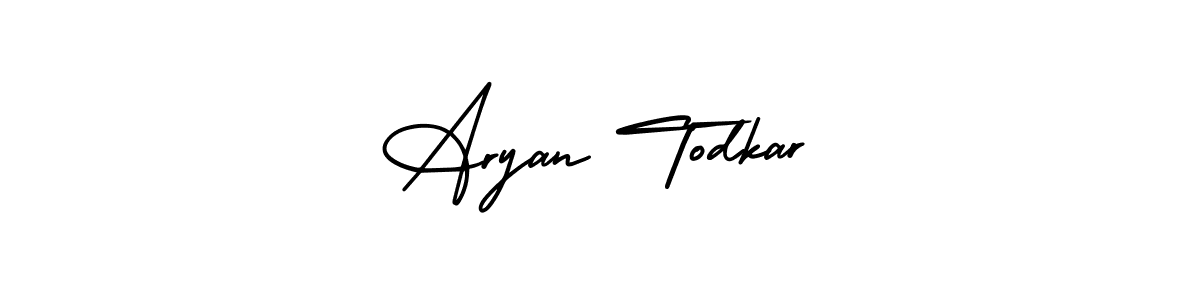 This is the best signature style for the Aryan Todkar name. Also you like these signature font (AmerikaSignatureDemo-Regular). Mix name signature. Aryan Todkar signature style 3 images and pictures png