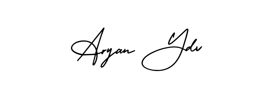 You should practise on your own different ways (AmerikaSignatureDemo-Regular) to write your name (Aryan Ydv) in signature. don't let someone else do it for you. Aryan Ydv signature style 3 images and pictures png
