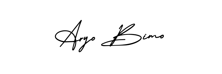 Also You can easily find your signature by using the search form. We will create Aryo Bimo name handwritten signature images for you free of cost using AmerikaSignatureDemo-Regular sign style. Aryo Bimo signature style 3 images and pictures png