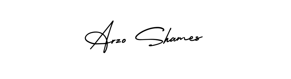 How to make Arzo Shames name signature. Use AmerikaSignatureDemo-Regular style for creating short signs online. This is the latest handwritten sign. Arzo Shames signature style 3 images and pictures png