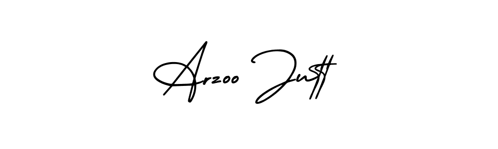 You should practise on your own different ways (AmerikaSignatureDemo-Regular) to write your name (Arzoo Jutt) in signature. don't let someone else do it for you. Arzoo Jutt signature style 3 images and pictures png