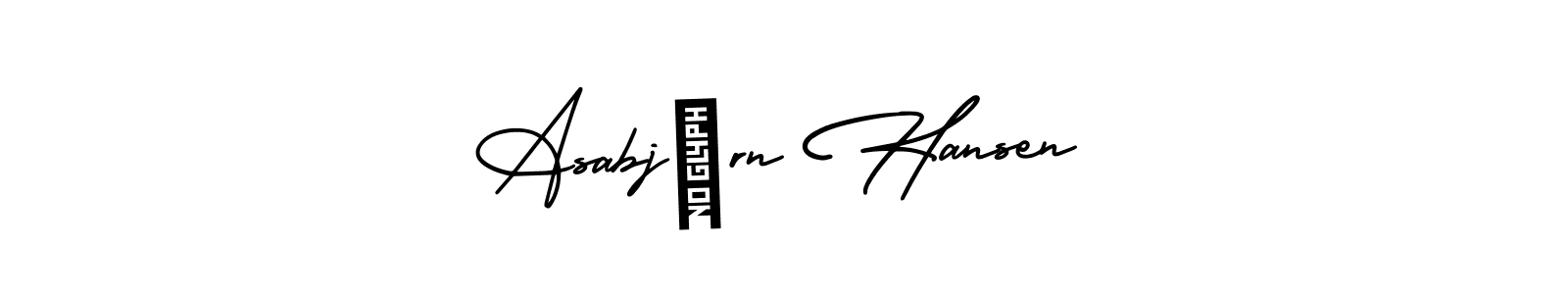 It looks lik you need a new signature style for name Asabjørn Hansen. Design unique handwritten (AmerikaSignatureDemo-Regular) signature with our free signature maker in just a few clicks. Asabjørn Hansen signature style 3 images and pictures png