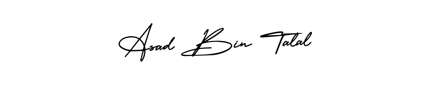 Similarly AmerikaSignatureDemo-Regular is the best handwritten signature design. Signature creator online .You can use it as an online autograph creator for name Asad Bin Talal. Asad Bin Talal signature style 3 images and pictures png