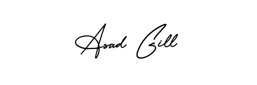 You should practise on your own different ways (AmerikaSignatureDemo-Regular) to write your name (Asad Gill) in signature. don't let someone else do it for you. Asad Gill signature style 3 images and pictures png