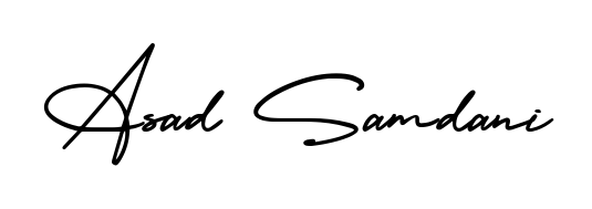 The AmerikaSignatureDemo-Regular font transforms the name Asad Samdani into an executive sign with sharp precision and distinguished character. Asad Samdani signature style 3 images and pictures png
