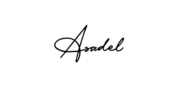The best way (AmerikaSignatureDemo-Regular) to make a short signature is to pick only two or three words in your name. The name Asadel include a total of six letters. For converting this name. Asadel signature style 3 images and pictures png