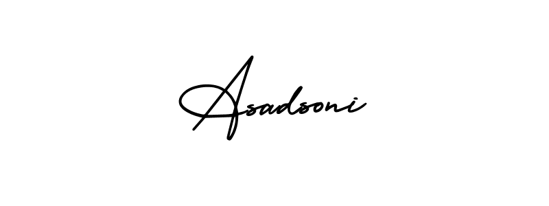 This is the best signature style for the Asadsoni name. Also you like these signature font (AmerikaSignatureDemo-Regular). Mix name signature. Asadsoni signature style 3 images and pictures png